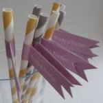 Wedding Favor Straws And Flags - Personalised X 50..