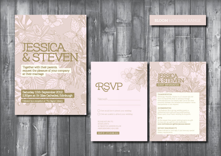 Wedding Invitation Suite - Digital Printable File - Bloom Wedding Range