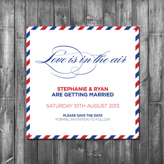 Save The Date Card - Printable Digital File - "love Is In The Air"