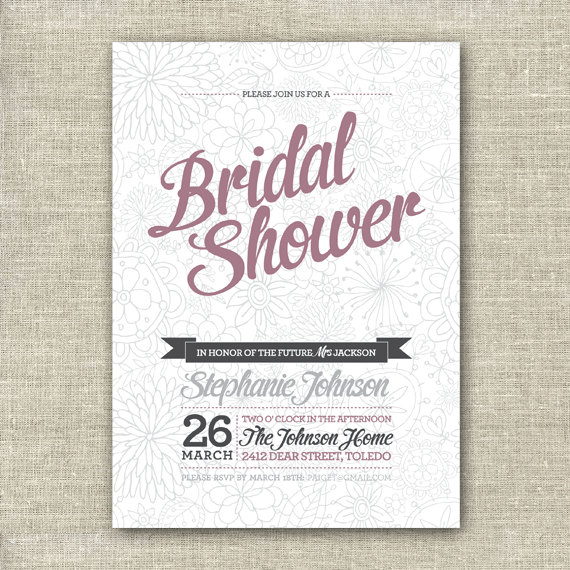 Bridal Shower Invitation Card - Printable Digital File