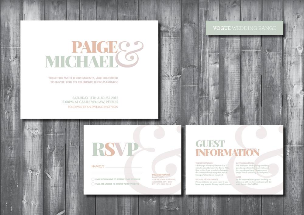 Wedding Invitation Suite - Digital Printable File - Vogue Wedding Range - Diy Wedding